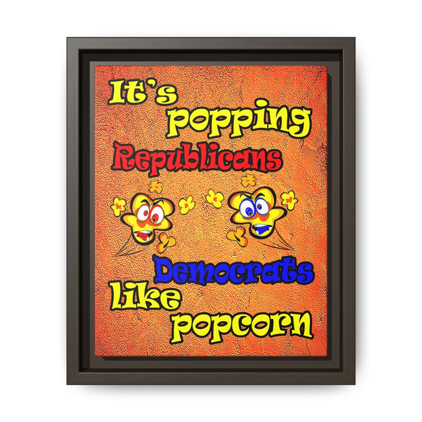 popping like popcorn - framed canvas art (burnt orange)