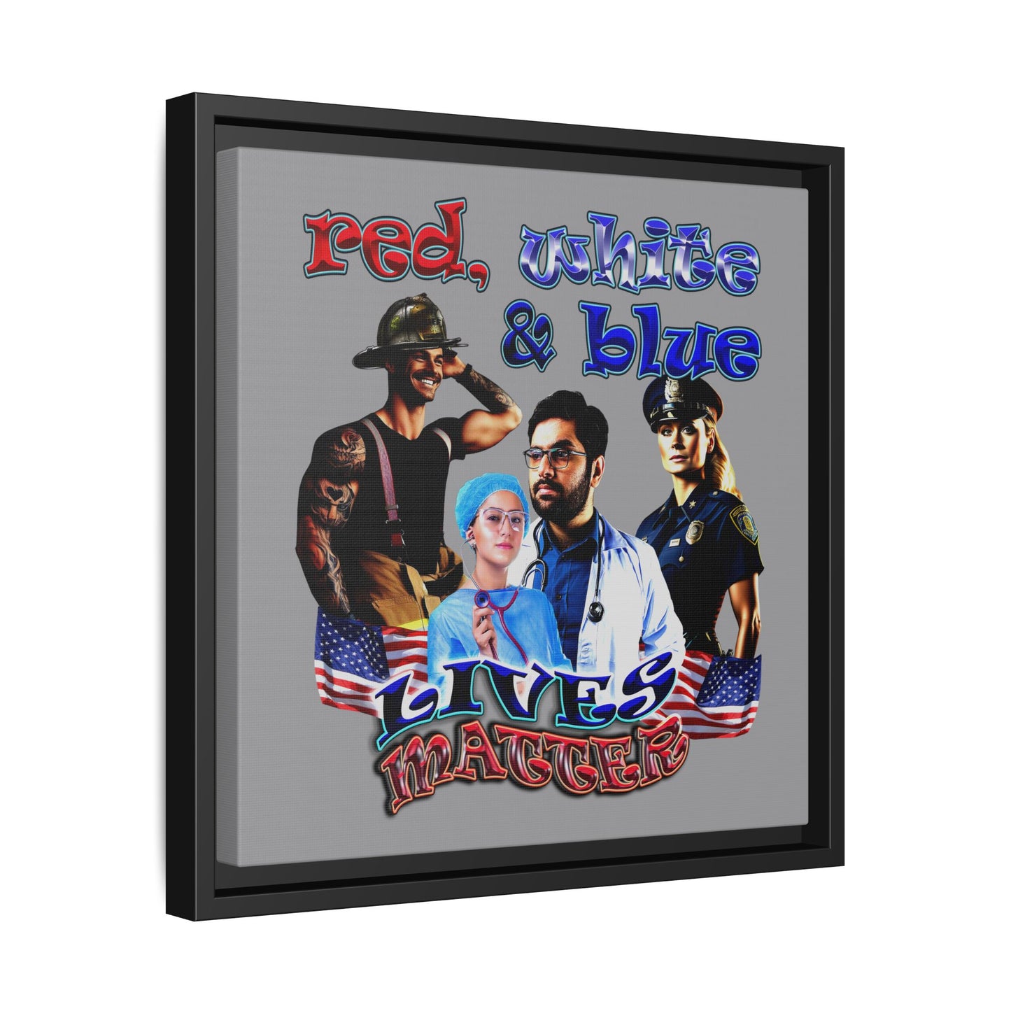rw&b lives matter - framed canvas art (grey)