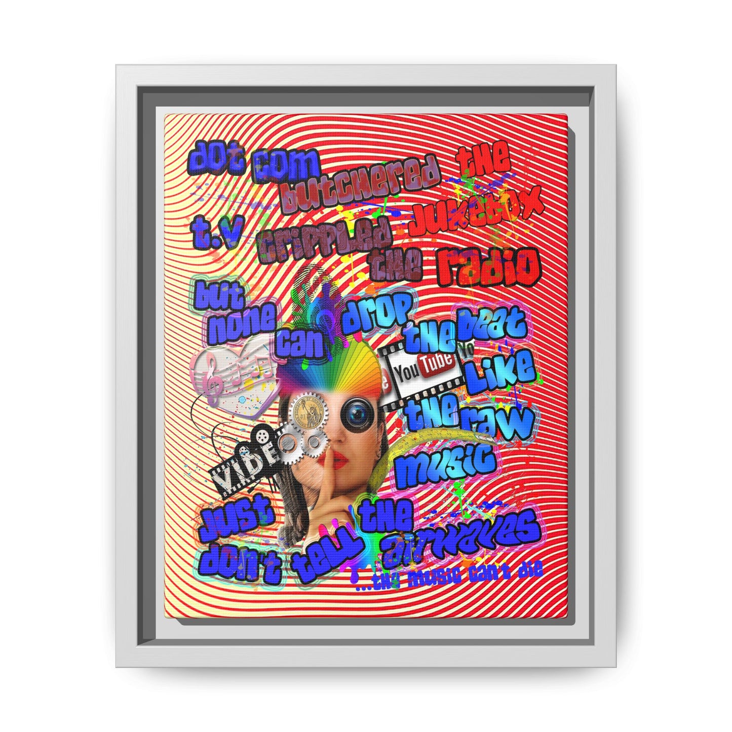 drop the beat - framed canvas art (yellow-orange wave)