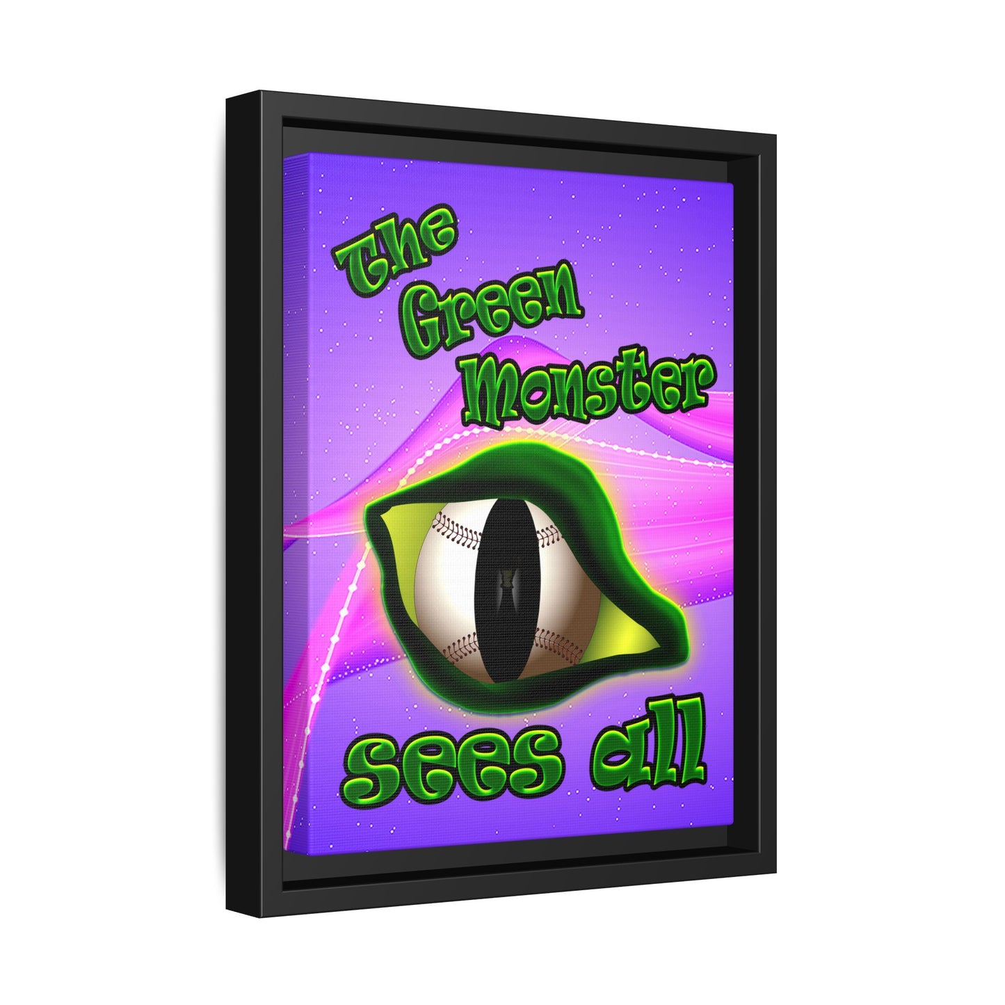 green monster - framed canvas art (purple-pink wave)