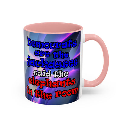 donkeys and elephants - Accent Mug (grey-pink wave)