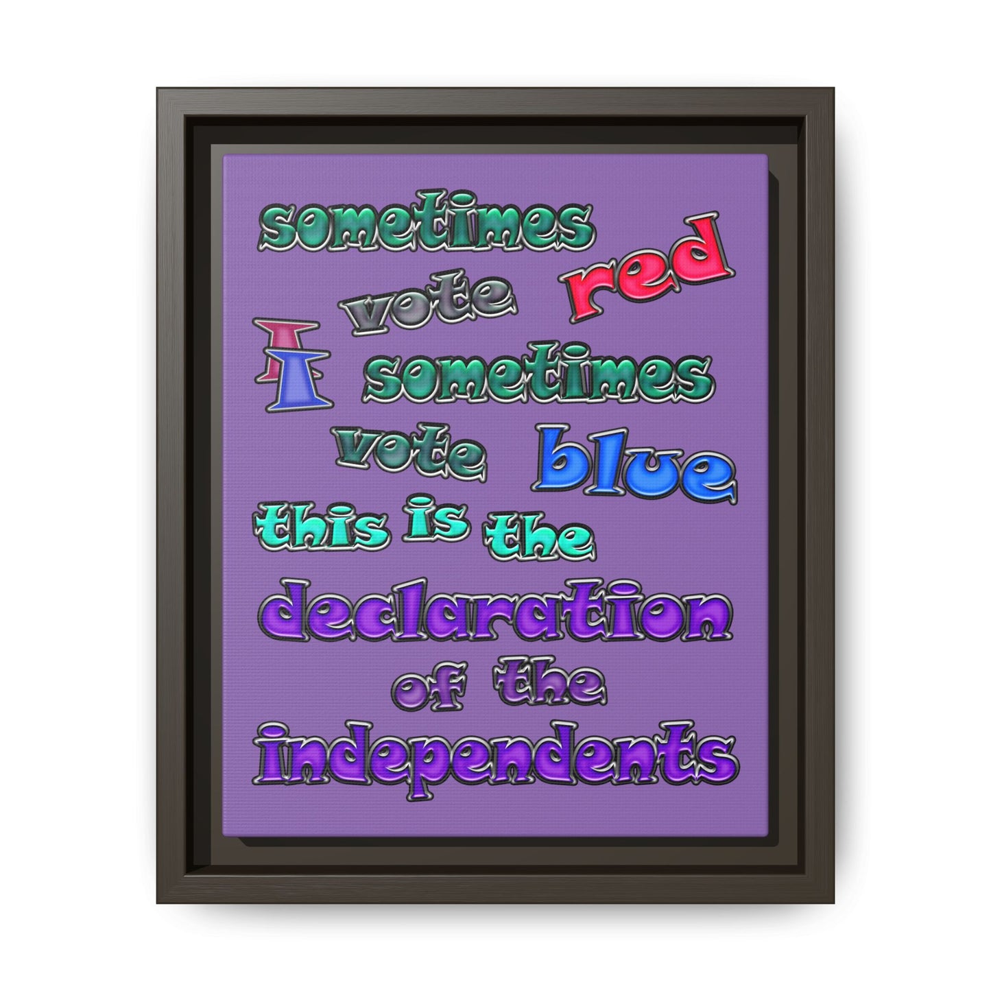 declaration of the independents - framed canvas art (light purple)