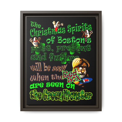 christmas spirits of boston - framed canvas art (black)