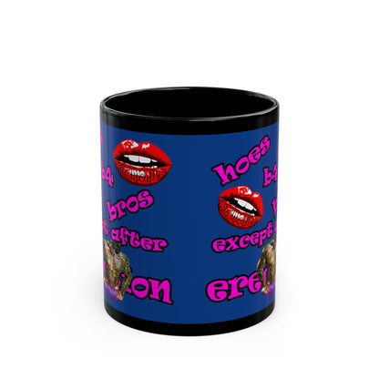 hoes b4 bros - Black Mug (dark blue)