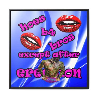 hoes b4 bros - framed canvas art (blue-white wave)