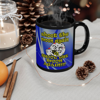 shoot the moon again - Black Mug (blue-white wave)