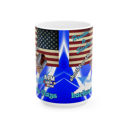 shoot for the stars - White Mug (blue-white wave)