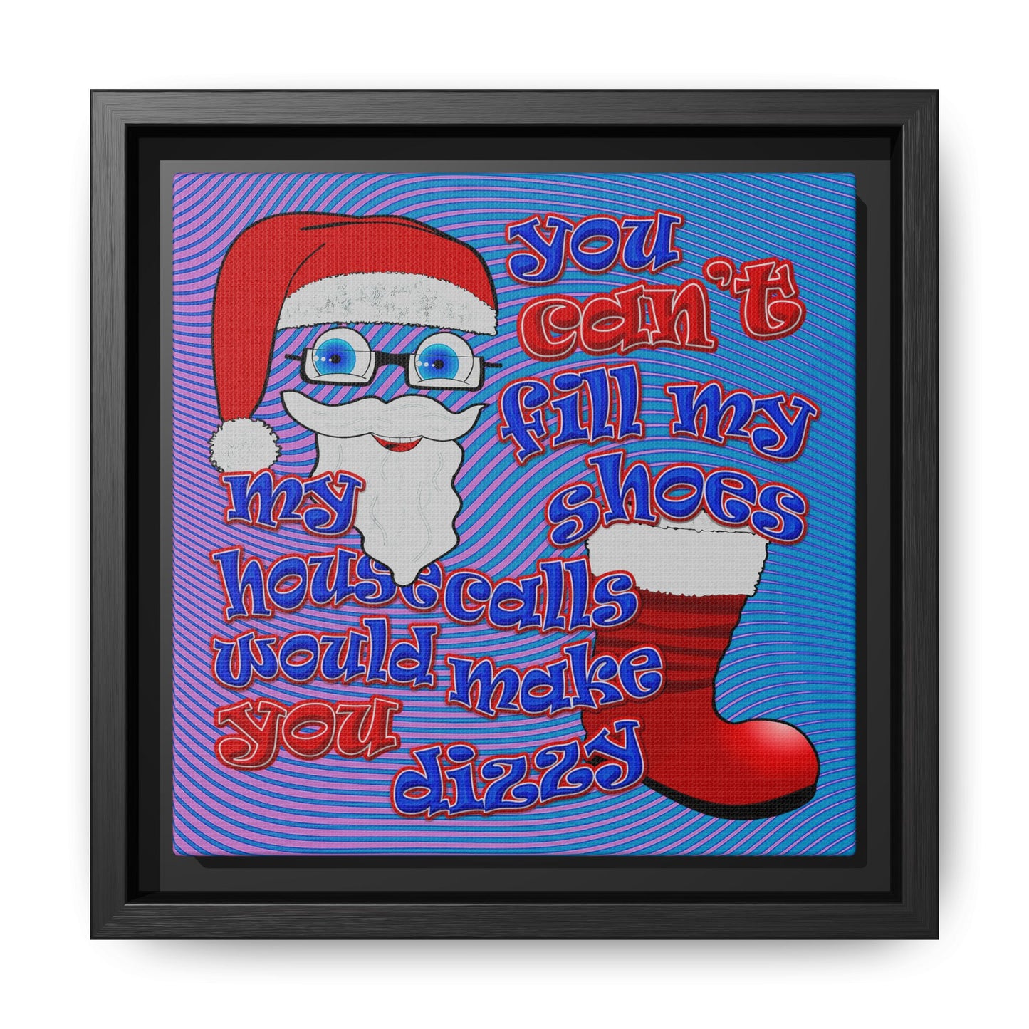 santa's shoes - framed canvas art (light blue-purple wave)