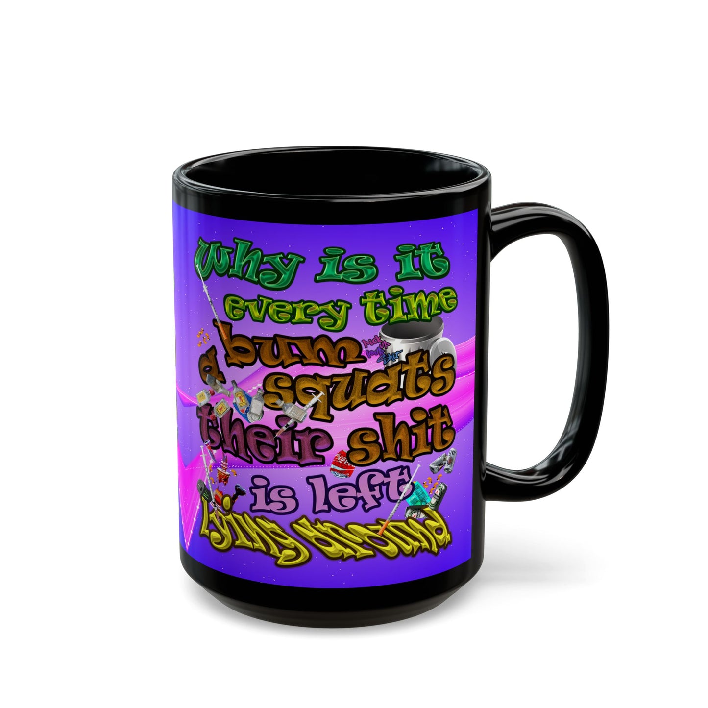 the bum's shit - Black Mug (purple-pink wave)