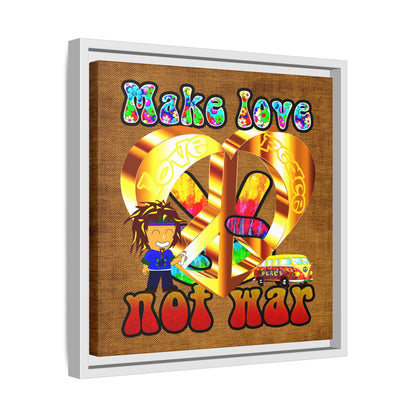 love peace - framed canvas art (brown papyrus)