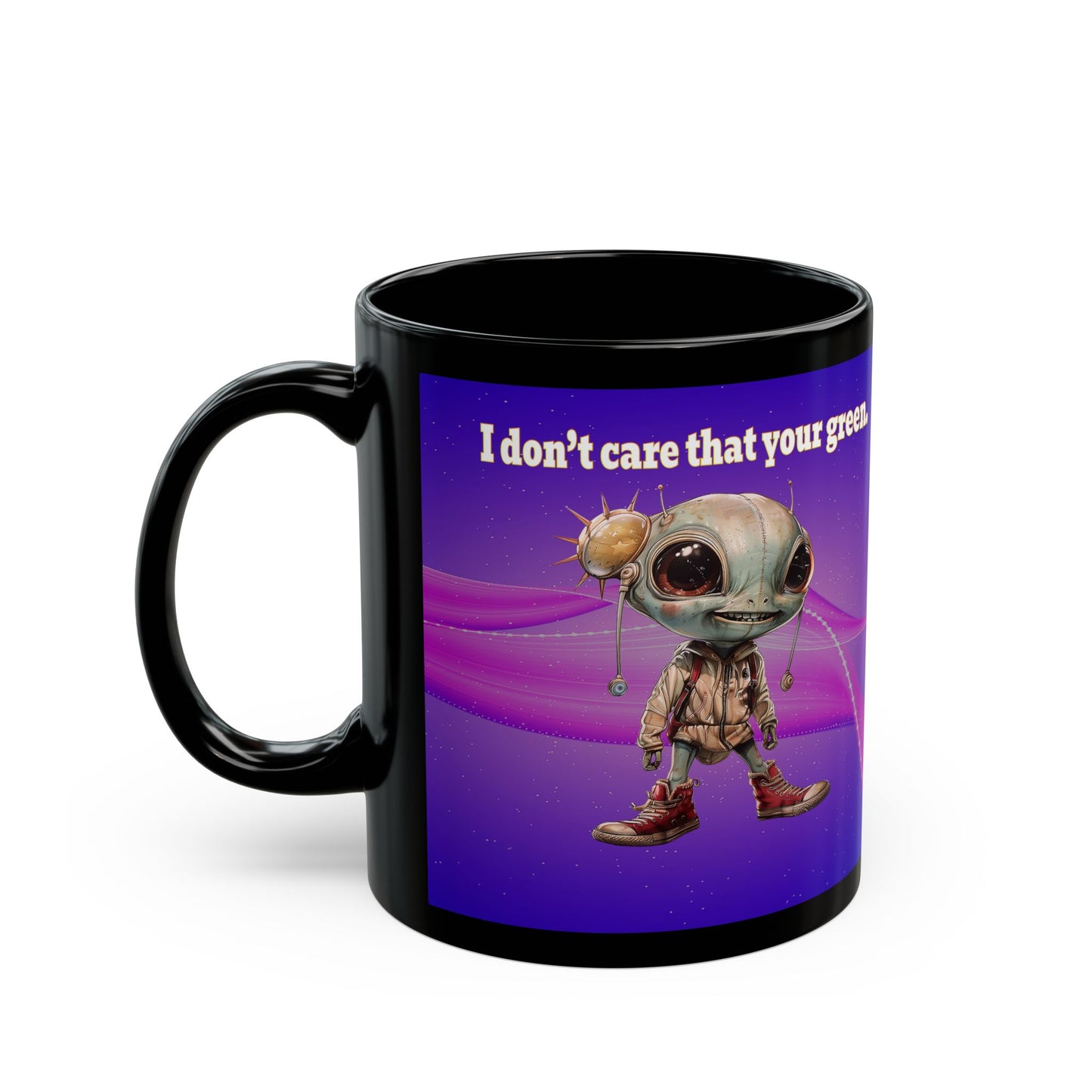 I don't care that your grey - Black Mug (purple-pink wave)