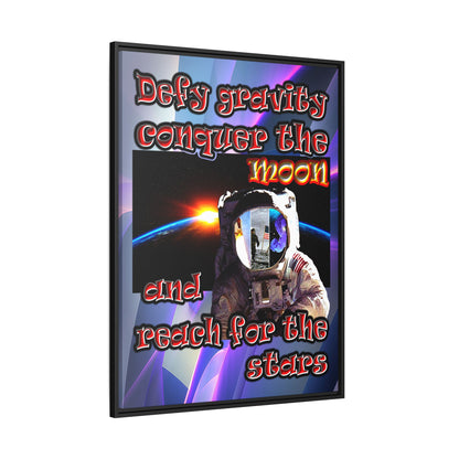 defy conquer reach - framed canvas art (grey-pink wave)