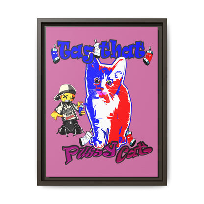tag that - framed canvas art (light pink)
