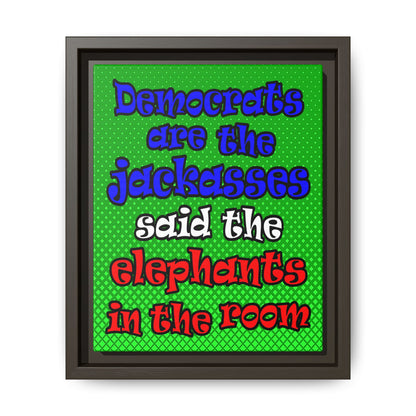 donkeys and elephants - framed canvas art (logo green)