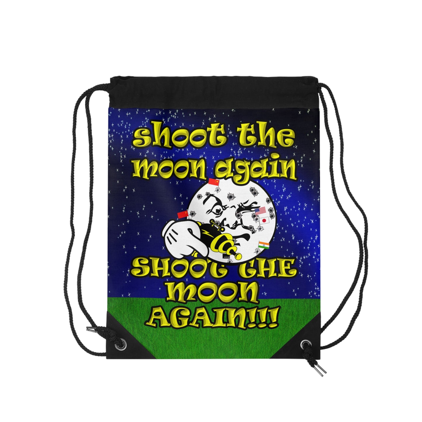 shoot the moon again - Drawstring Bag ('snoops' background)