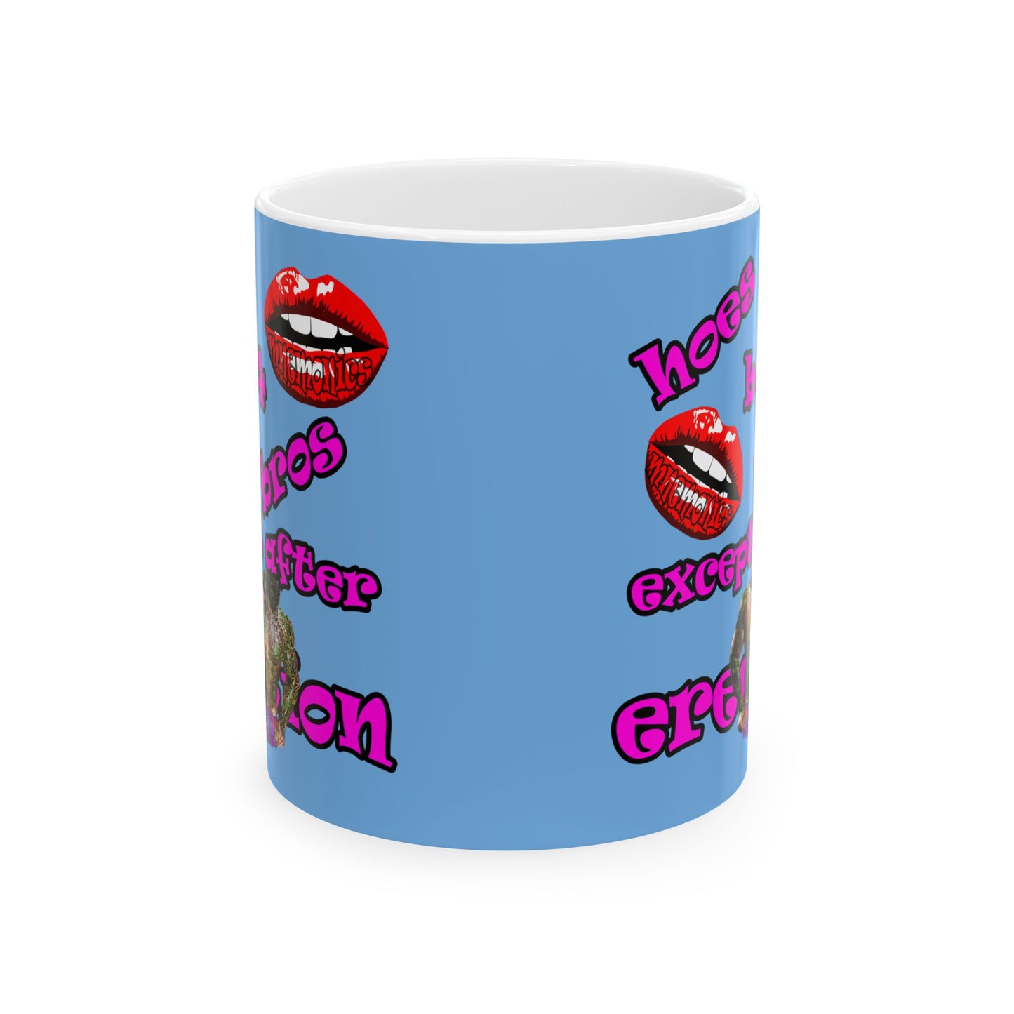 hoes b4 bros - White Mug (light blue)