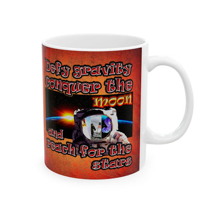defy conquer reach - White Mug (burnt orange)