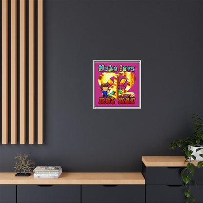 love peace - framed canvas art (pink)