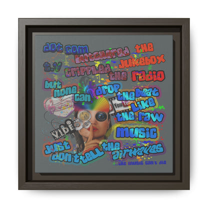 drop the beat - framed canvas art (dark grey)