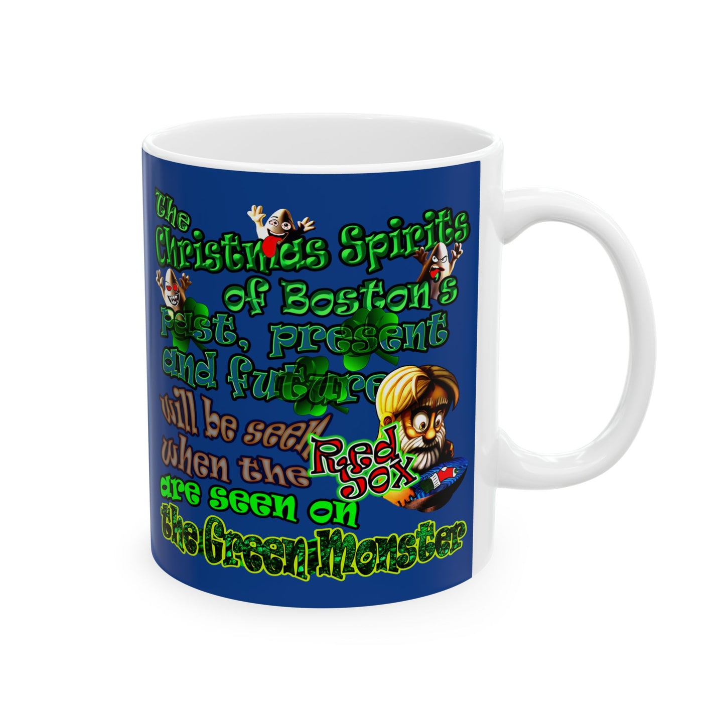 christmas spirits of boston - White Mug (dark blue)