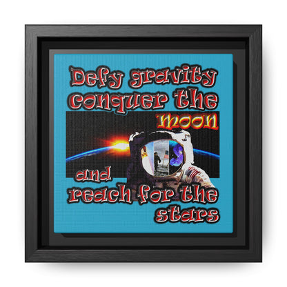 defy conquer reach - framed canvas art (turquoise)