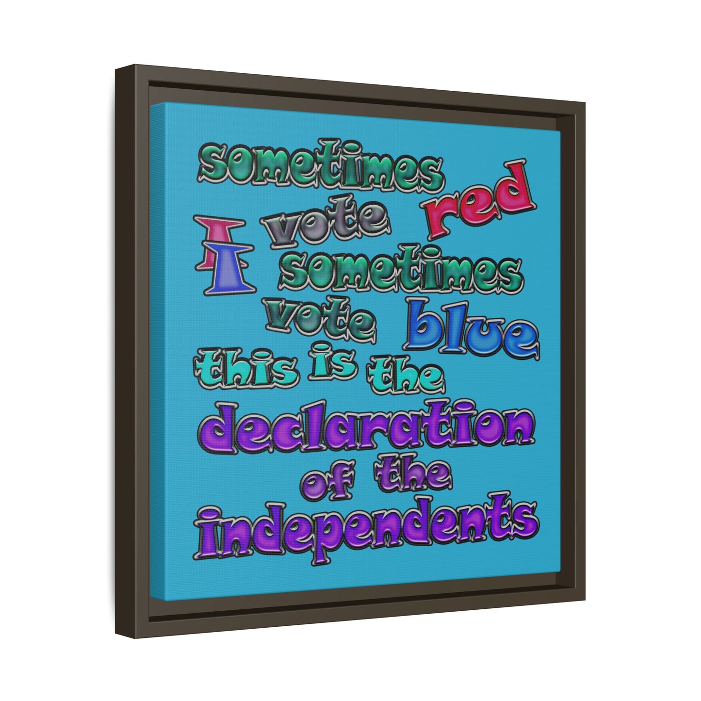 declaration of the independents - framed canvas art (turquoise)