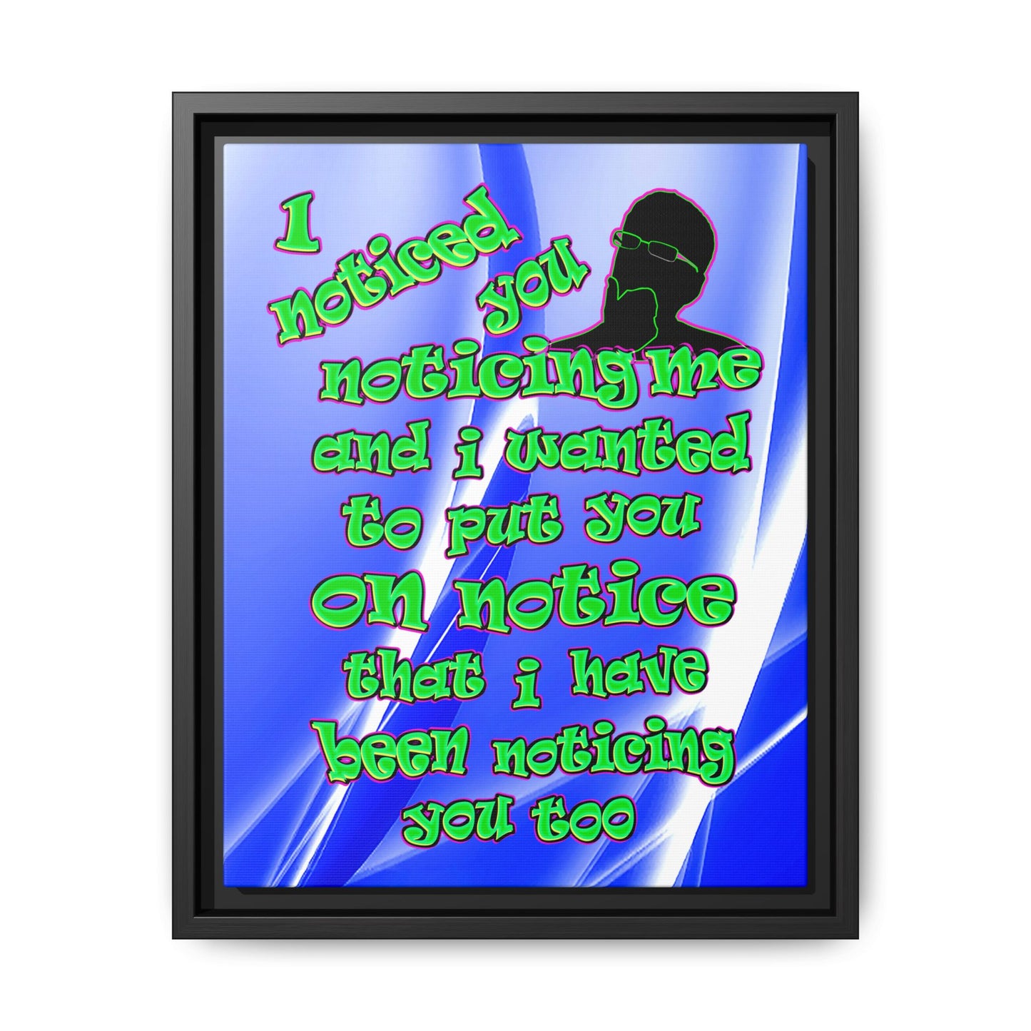 noticed you noticing - framed canvas art (blue-white wave)