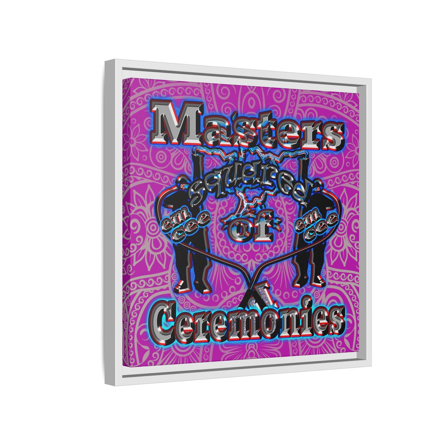 em cee squared - framed canvas art (pink swirl)