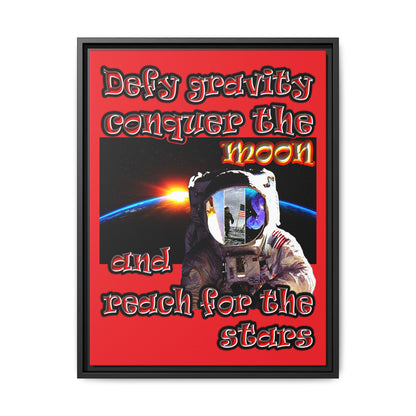 defy conquer reach - framed canvas art (red)