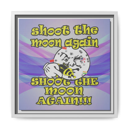 shoot the moon again - framed canvas art (light blue-pink wave)