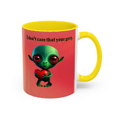 I don't care that your grey - Accent Mug (yellow-orange wave)