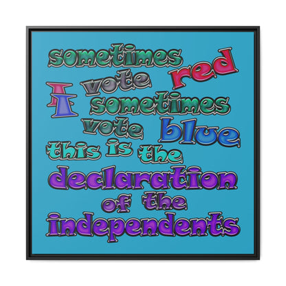 declaration of the independents - framed canvas art (turquoise)