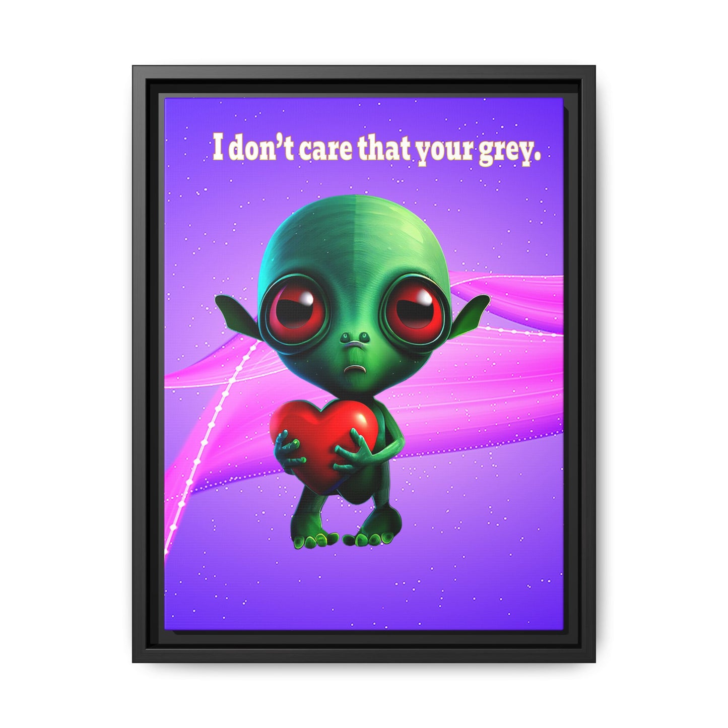 I don't care that your grey - framed canvas art (purple-pink wave)
