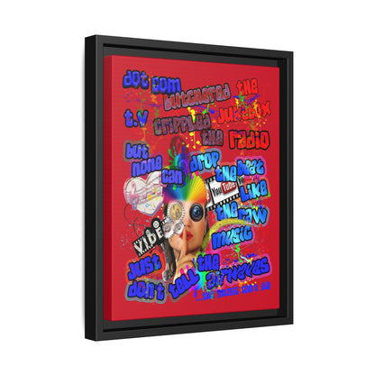 drop the beat - framed canvas art (dark red)