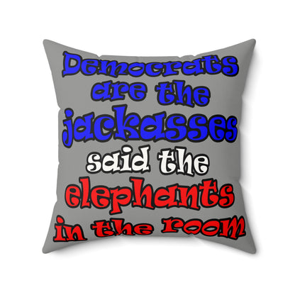 donkeys and elephants - Faux Suede Square Pillow - (grey)