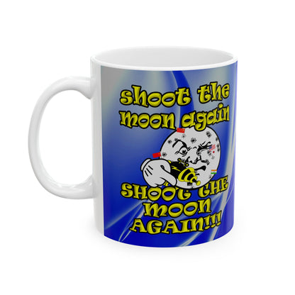 shoot the moon again - White Mug (blue-white wave)