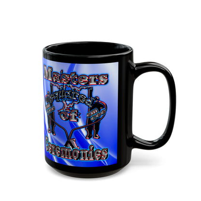 em cee squared - Black Mug (blue-white wave)