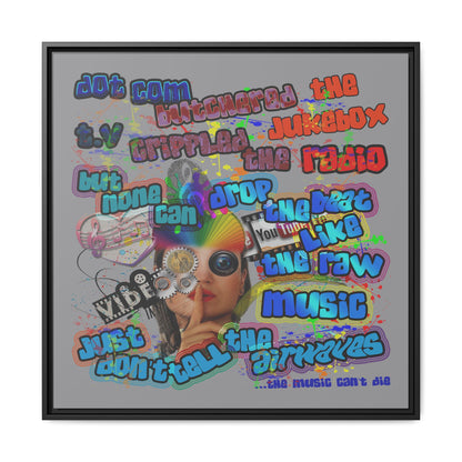 drop the beat - framed canvas art (grey)