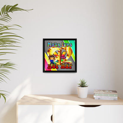 love peace - framed canvas art (rainbow split)