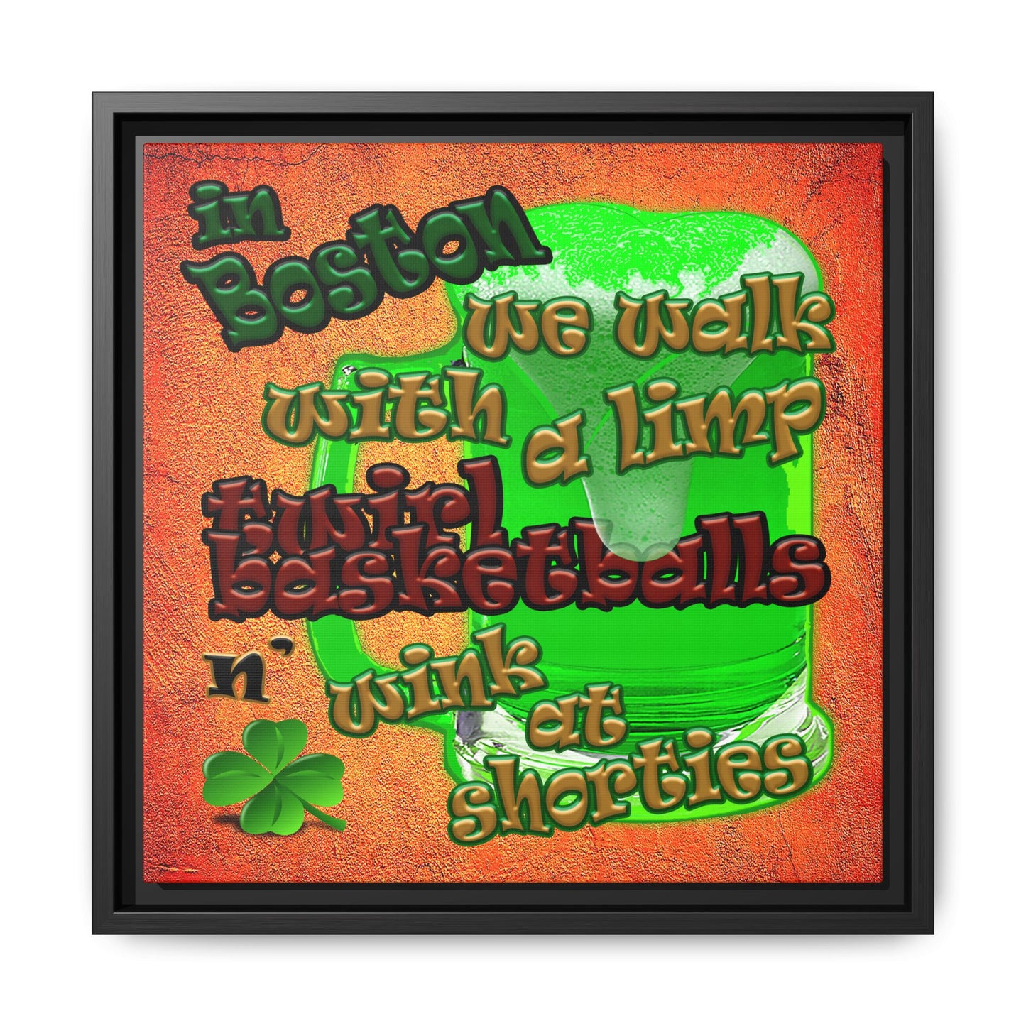 celtics logo - framed canvas art (burnt orange)