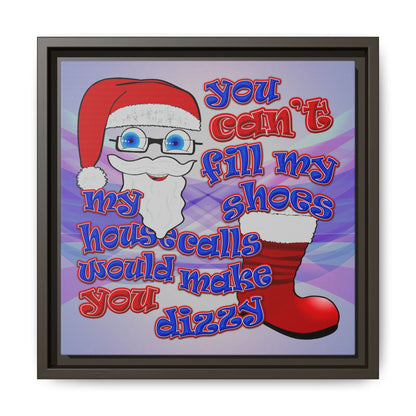 santa's shoes - framed canvas art (light blue-pink wave)