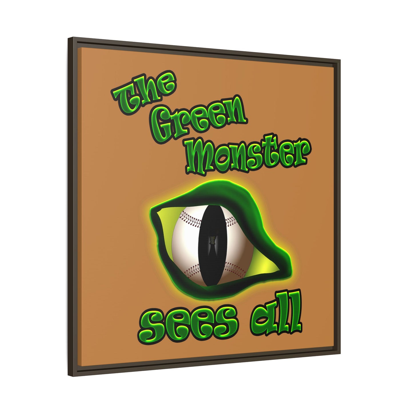 green monster - framed canvas art (light brown)