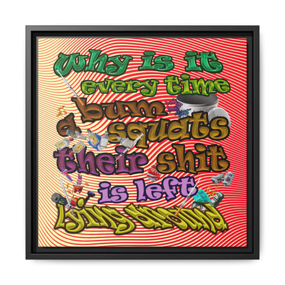the bum's shit - framed canvas art (yellow-orange wave)