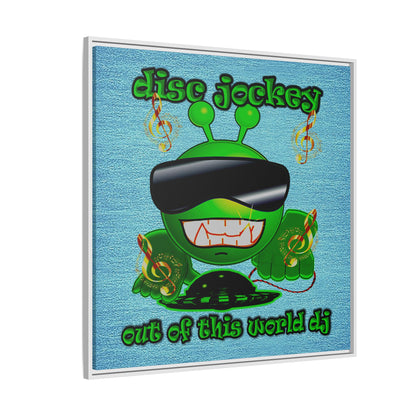 disc jockey - framed canvas art (faded blue)