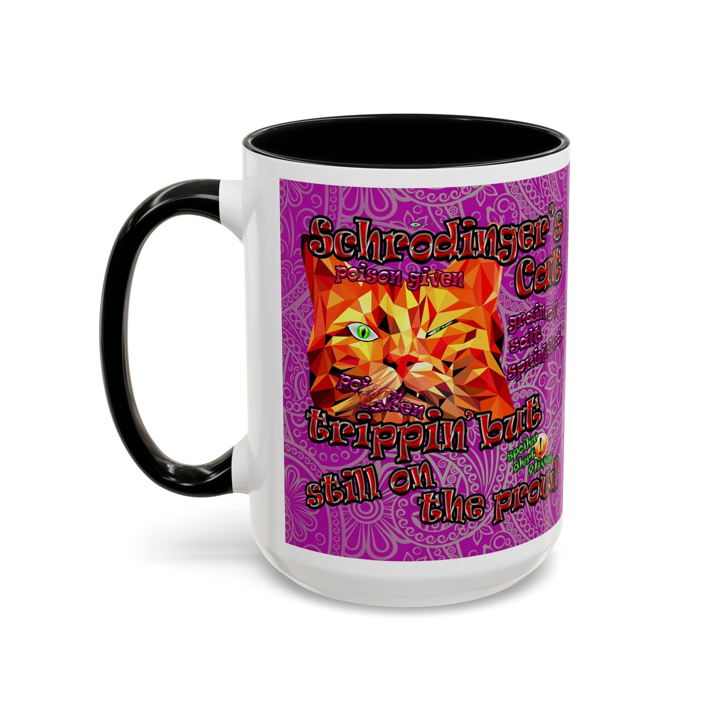 schrodinger's cat - Accent Mug (pink swirl)
