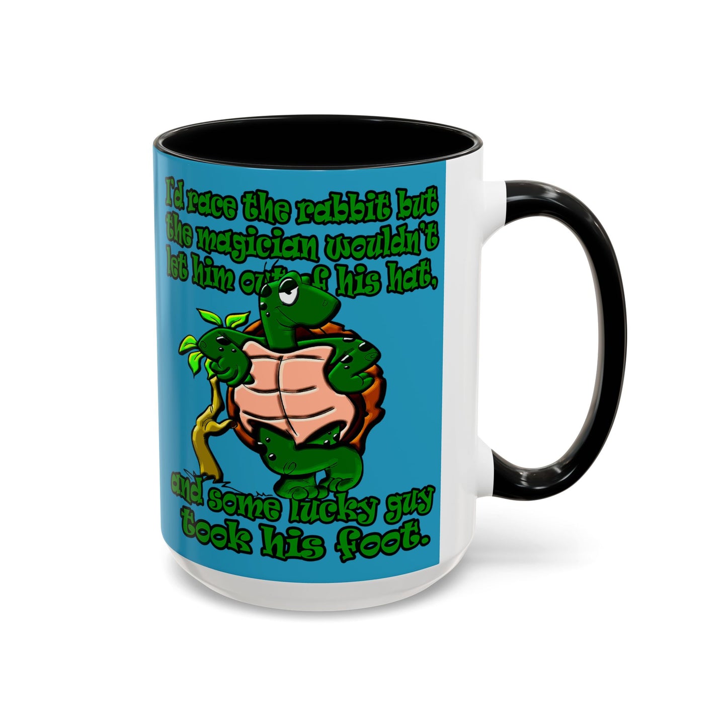 turtle race - Accent Mug (turquoise)