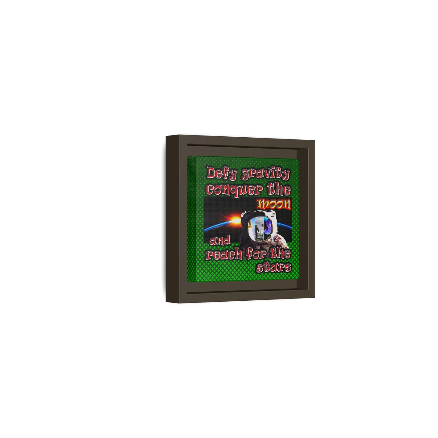 defy conquer reach - framed canvas art (logo green)
