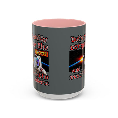 defy conquer reach - Accent Mug (dark grey)