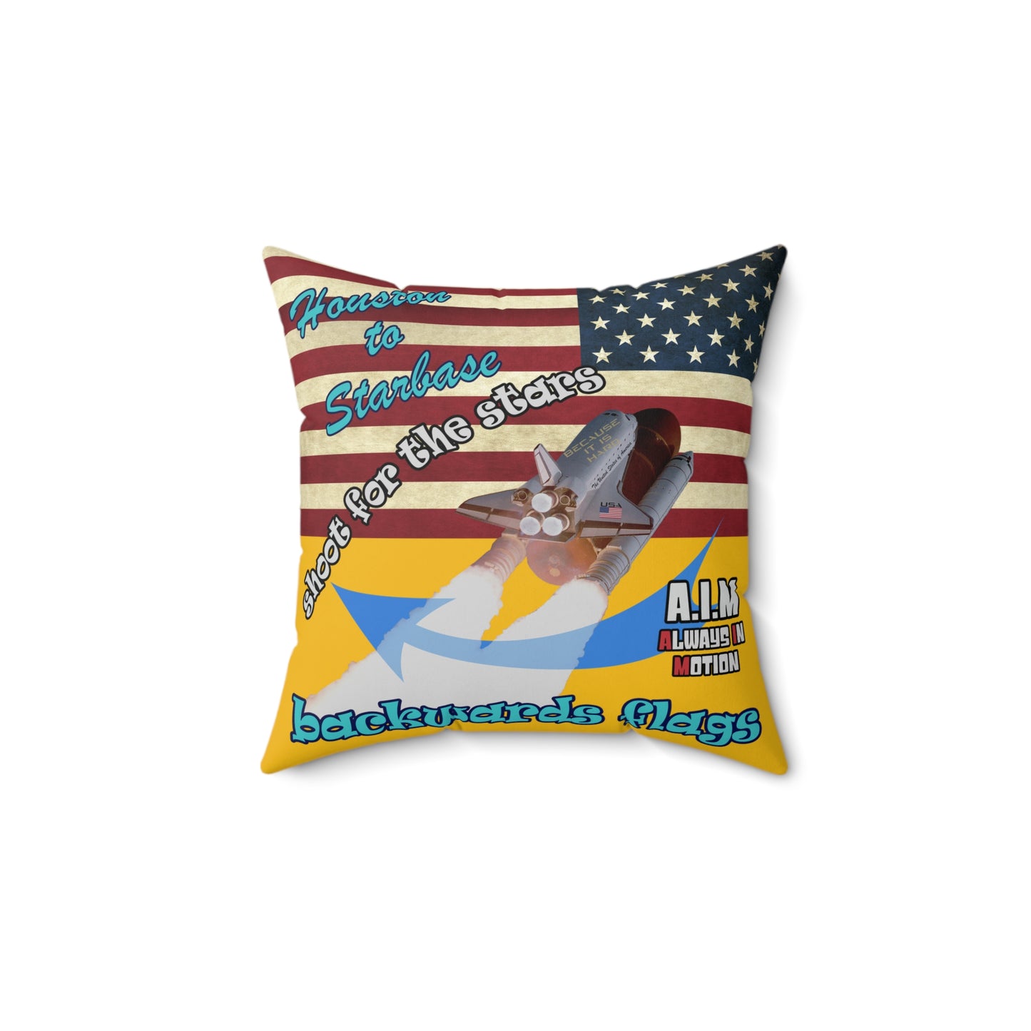 shoot for the stars - Spun Polyester Square Pillow - (yellow)