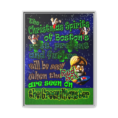 christmas spirits of boston - framed canvas art ('snoops' background)
